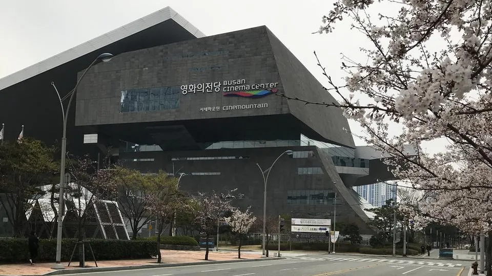 센텀시티 영화의전당 시네마운틴 건물과 벚꽃